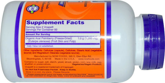 Now Foods Acai 100 veg. Kappen