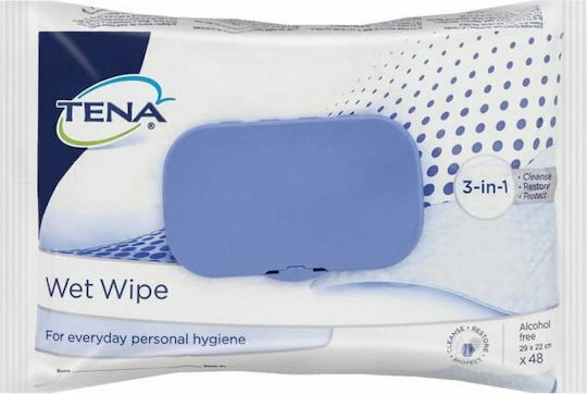 Tena Wet Wipes 3in1 για τα Χέρια , το Πρόσωπο & το Σώμα Κατάκλισης / Ασθενών 48τμχ