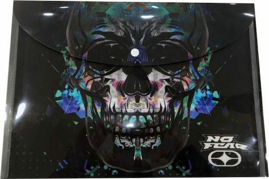 Back Me Up Φάκελος με Κουμπί για Χαρτί A4 Μαύρο No Fear Glass Skull