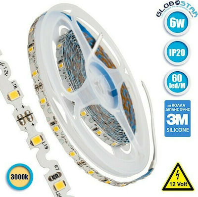 GloboStar LED Streifen Versorgung 12V mit Warmes Weiß Licht Länge 5m und 60 LED pro Meter SMD2835