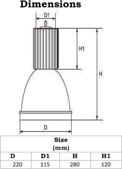 Elmark Commercial Bell Light 30W Cool White 2400lm with Built-in LED Blue Ø22xH28cm