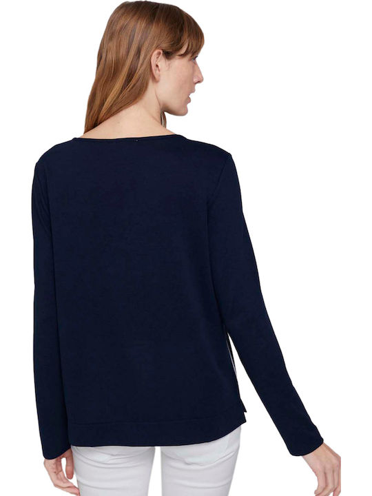 Tom Tailor Damen Bluse Langärmelig Blau