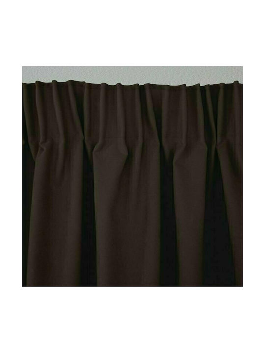 Lino Home Curtain with Pencil Pleat Renas 217 Brown 300x280cm