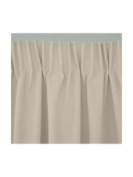 Lino Home Curtain with Pencil Pleat Samos Beige 300x275cm