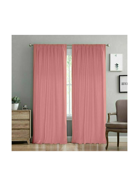 Lino Home Curtain with Pencil Pleat Samos Dark pink 300x275cm