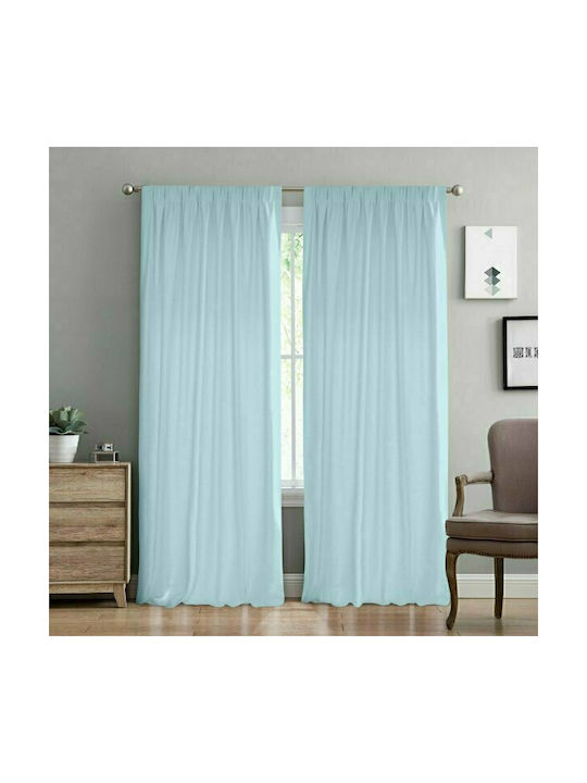 Lino Home Curtain with Pencil Pleat Samos Ciel 300x275cm