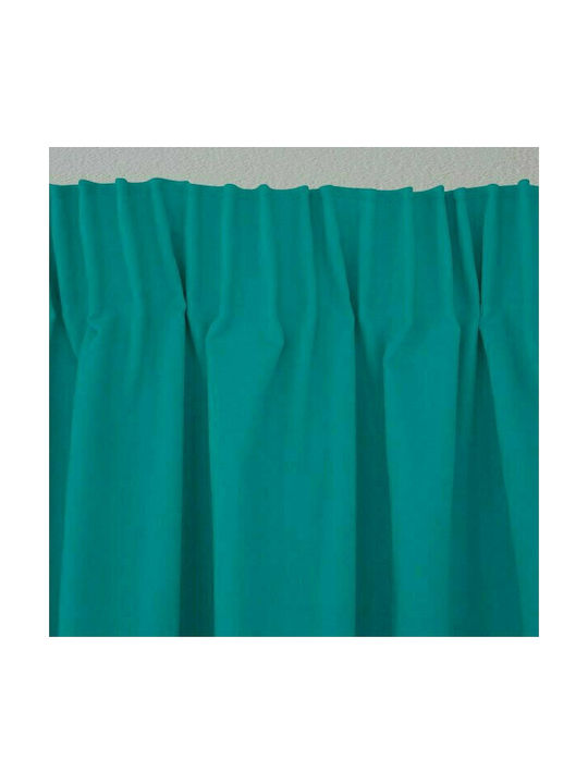 Lino Home Curtain with Pencil Pleat Samos Petrol 150x275cm