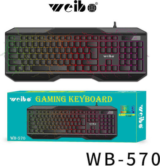 Weibo WB-570 Gaming Πληκτρολόγιο με RGB φωτισμό (Αγγλικό US)