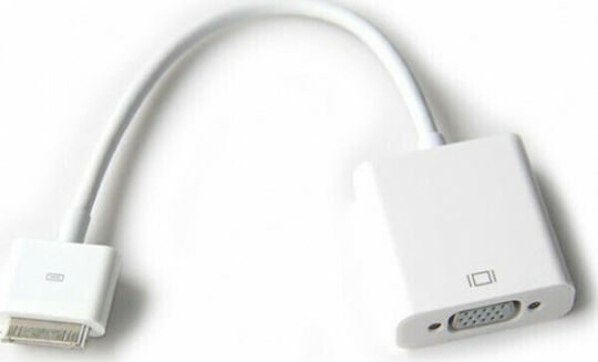 Aculine Apple 30-pin male - VGA female (AD-006) Converter Apple 30-pin male to VGA female White 1pcs