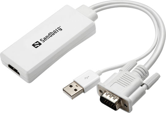 Sandberg 508-78 Converter HDMI female to USB-A / VGA male White 1pcs