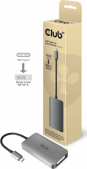 Club3D Μετατροπέας USB-C male σε DVI-I female Ασημί 1τμχ CAC-1510