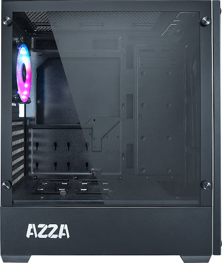 Azza Apollo 430 Gaming Midi Tower Computer Case with Side Window and RGB Lighting Black