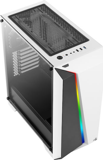 Aerocool Cylon Pro Tempered Glass Gaming Midi Tower Κουτί Υπολογιστή με Πλαϊνό Παράθυρο και RGB Φωτισμό Λευκό