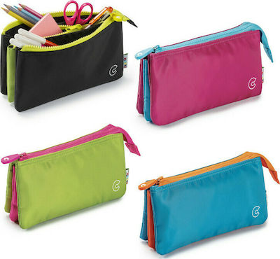 Carioca Multipocket Fluo Pencil Case with 3 Compartments Black