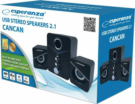 Esperanza Cancan Ηχεία Υπολογιστή 2.1 με Ισχύ 6W σε Μαύρο Χρώμα