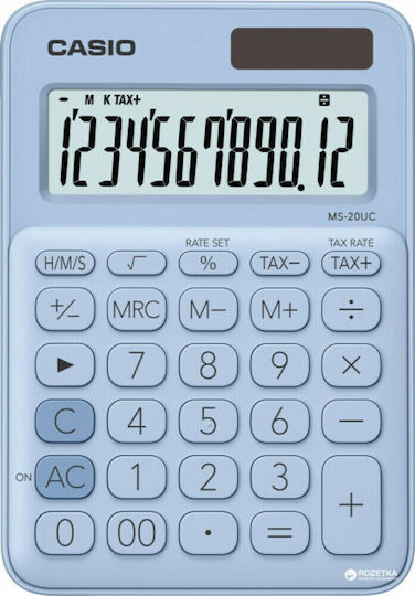 Casio MS-20UC Калкулатор Счетоводство 12 Цифри в Светлосин Цвят 1бр