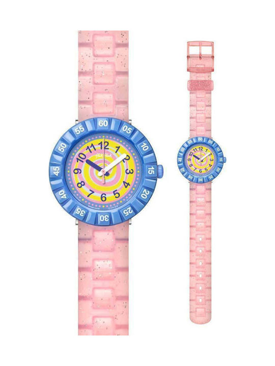 FlikFlak Kids Analog Watch Swirly Candy with Rubber/Plastic Strap Pink