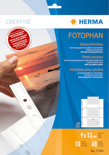 Herma Plastic Sleeves for for Photos with Holes 10pcs 9x13