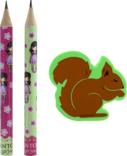Santoro Gorguss Υou Brought Me Love Kids Stationery Set with Pencil, Eraser and Notepad 3pcs