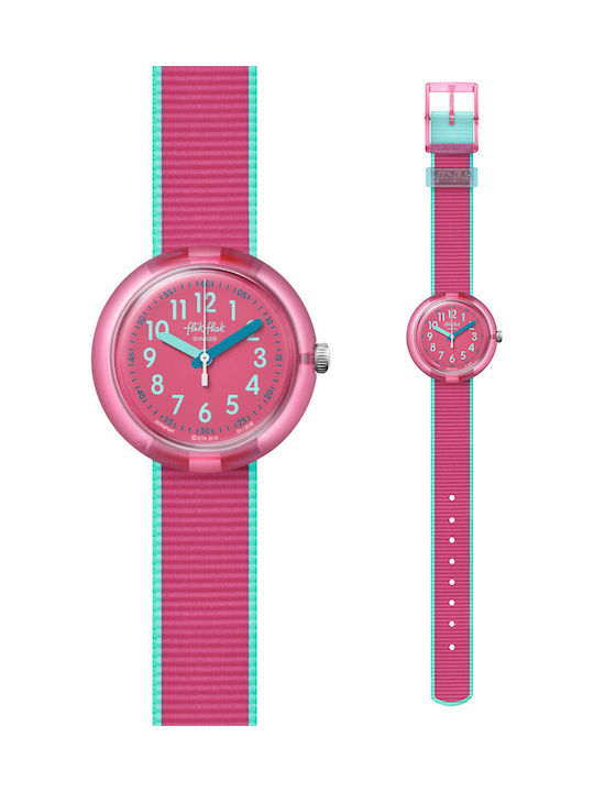 FlikFlak Kids Analog Watch Color Blast with Fabric Strap Pink