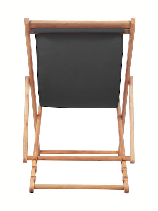 Sezlonguri Lemn cu Gri Material 106x60x90cm