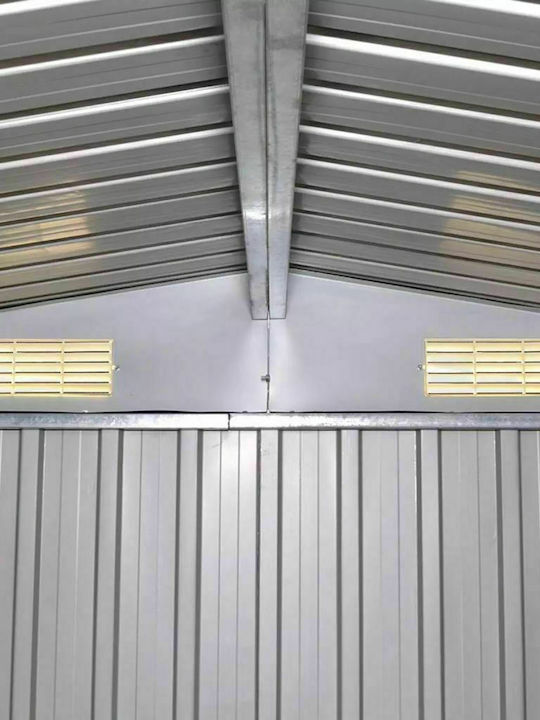 Metallic Galvanized Garden Warehouse with Double-Leaf Door & Air Vent Green L2.57xW2.05xH1.78cm