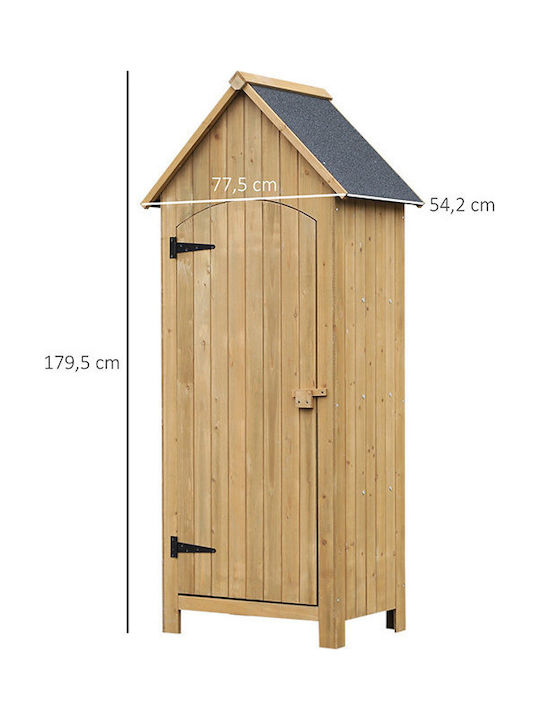 Wooden Garden Warehouse with Single-Leaf Door Brown L0.77xW0.54xH1.79cm