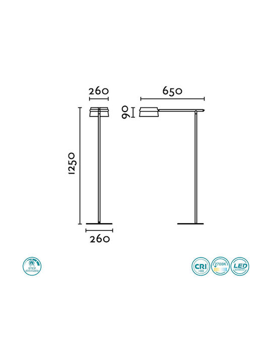 Faro Barcelona Loop LED Floor Lamp H125xW26cm. with Warm White Light 600lm Black