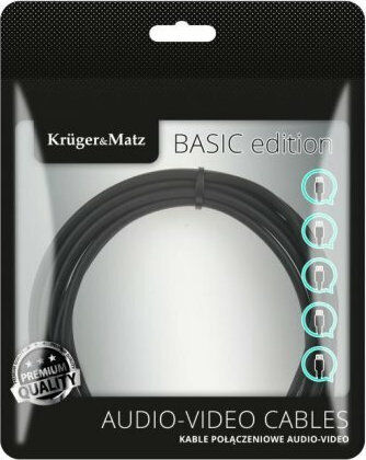 Kruger & Matz Καλώδιο Ήχου 3.5mm male - RCA male Μαύρο 3m με Επίχρυσους Ακροδέκτες KM1216