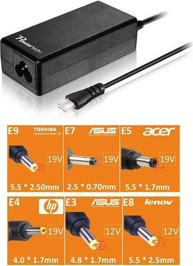 Powertech Universal Φορτιστής Laptop 48W 20V χωρίς Καλώδιο Τροφοδοσίας