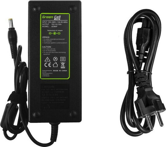 Green Cell Laptop Charger 120W 19V 6.32A for Acer with Detachable Power Cable