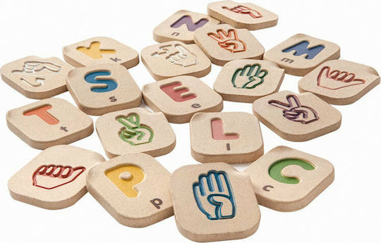Plan Toys Αλφαβήτα στη Νοηματική Γλώσσα Educational Game Letters & Numbers made of Wood for 2+ years Years Old