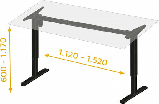 Emuca Klappbar Schreibtischbasis Elektrisch aus Metall in Schwarz Farbe 112x68.4x66cm