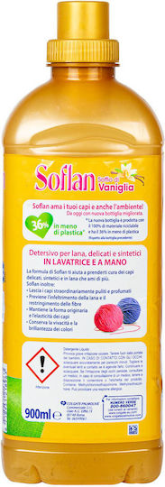 Soflan Liquid Detergent with Fragrance Vanilla for Woolen Clothes 900ml (15 Measuring Cups)
