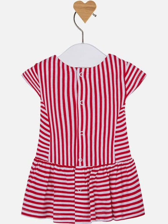 Mayoral Kids Dress Striped Short Sleeve Red