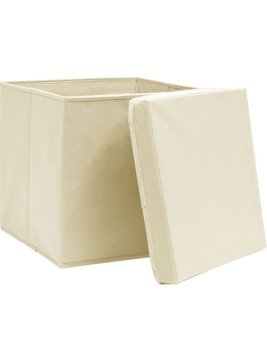 vidaXL Stoff Aufbewahrungsbox mit Deckel Cream 28x28x28cm 4Stück