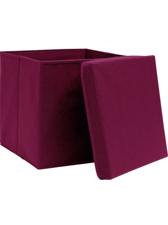 vidaXL Fabric Storage box with Cap Κόκκινο Σκούρο 28x28x28cm 4pcs