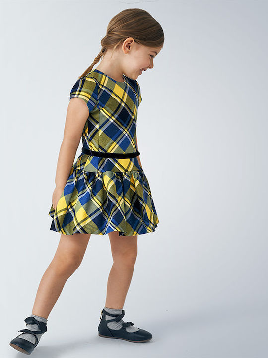 Mayoral Kids Dress Checked Short Sleeve Multicolour