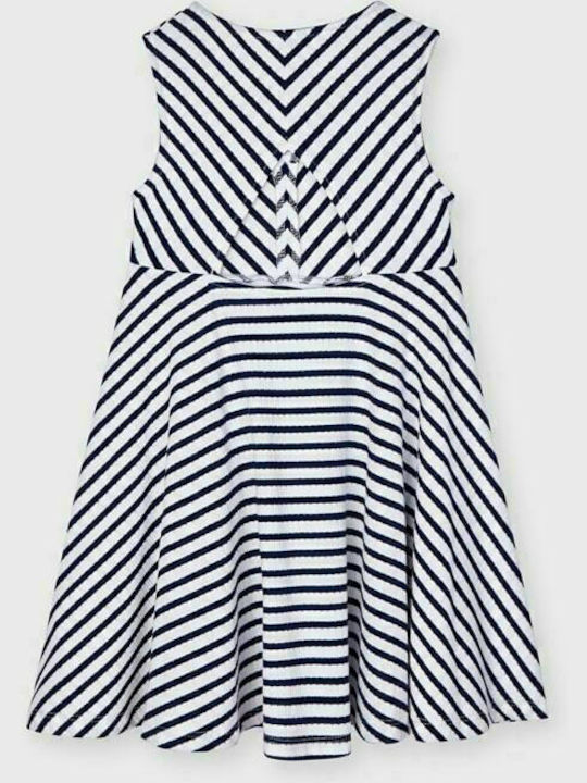 Mayoral Kids Dress Striped Sleeveless White