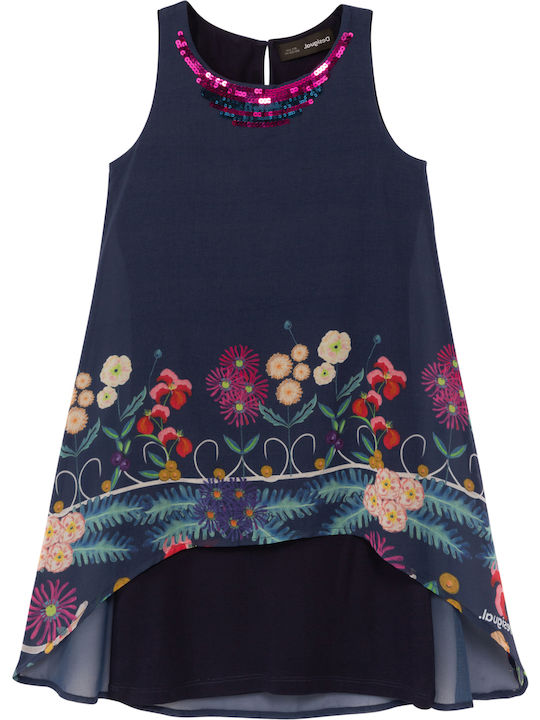 Juarez Girl Παιδικό Φόρεμα Αμάνικο Floral Navy Μπλε