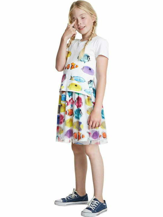Children's Dress Short Sleeve Tulle White