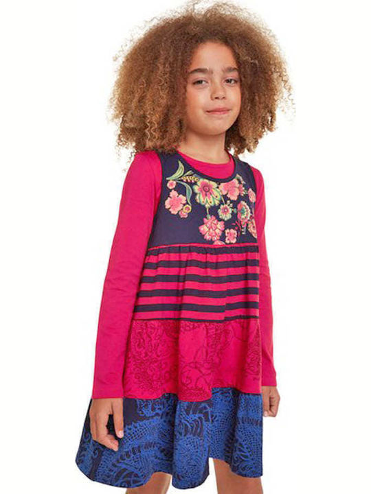 Desigual Mädchen Kleid Set mit Bluse Langärmelig Mehrfarbig