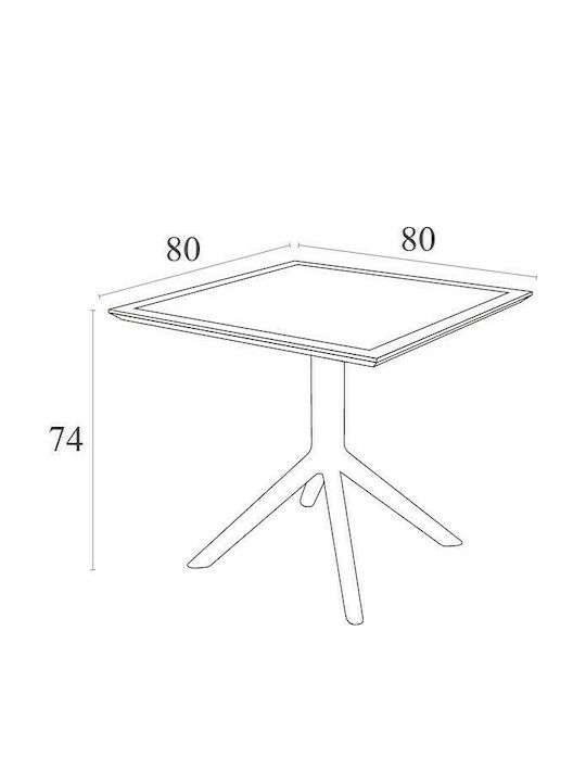 Tisch für kleine Außenbereiche Stabil Sky Olive Green 80x80x74cm