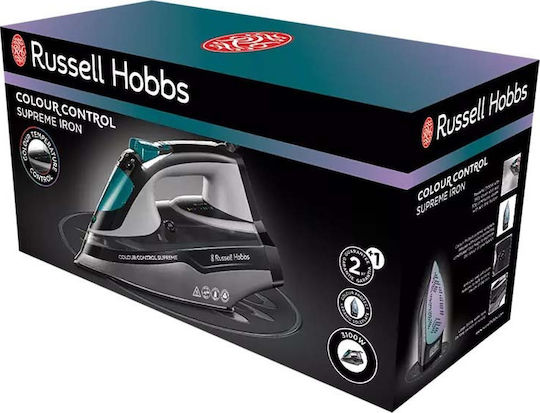Russell Hobbs Colour Control Supreme Steam Iron 3100W with Ceramic Plate and Continuous Steam Supply 50g/min
