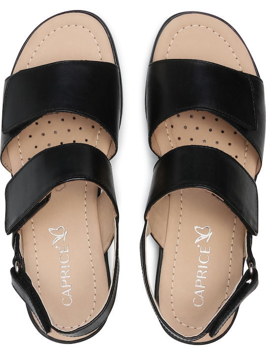 Leather Women's Flat Sandals Anatomic in Black Color