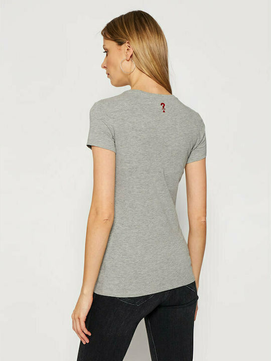 Guess Damen T-Shirt mit V-Ausschnitt Gray