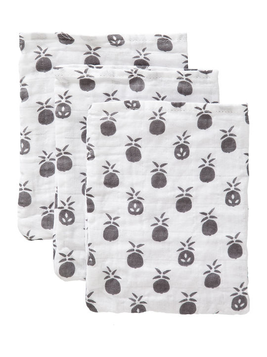 Fresk Pineapple Muslin Changing Pads Gray 12x16cm. 3pcs