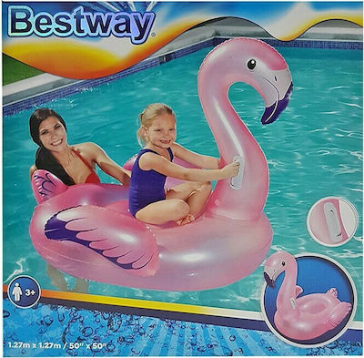 Children's Inflatable Ride On for the Sea Flamingo with Handles with Glitter 127cm.