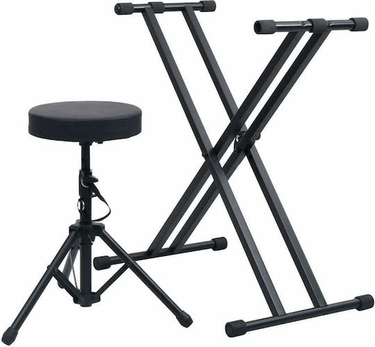 vidaXL Set Keyboard Stand with Double Leg and Stool Stand Floor for Keyboards