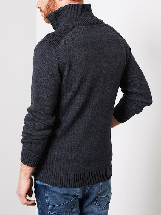 Petrol Industries Men's Knitted Cardigan with Zipper Navy Blue